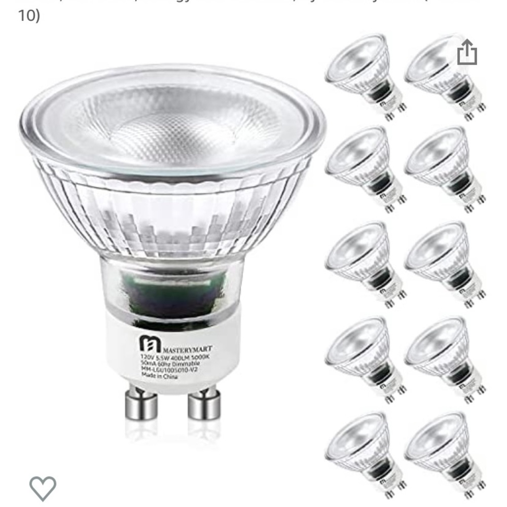 LED GU10 Spotlight Light Bulbs, 50 Watt Equivalent, 5.5W
Dimmable (Pack of
10)